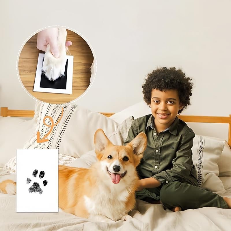 Pet Paw Print Kit Mess-Free Clean-Touch Pad Wood Frame