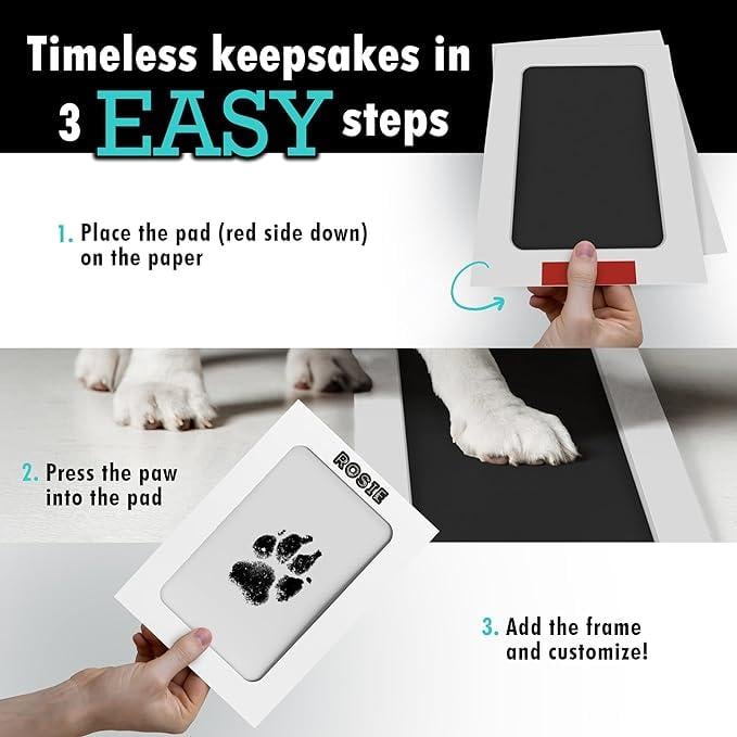 Pet Paw Print Kit Mess-Free Clean-Touch Pad Wood Frame