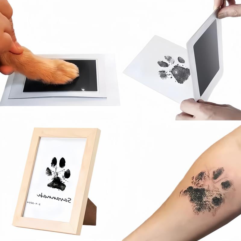 Pet Paw Print Kit Mess-Free Clean-Touch Pad Wood Frame