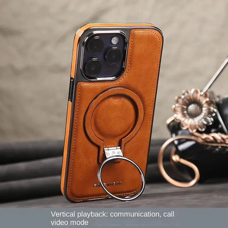 Phone Case Genuine Leather MagSafe & Kickstand Slim Profile