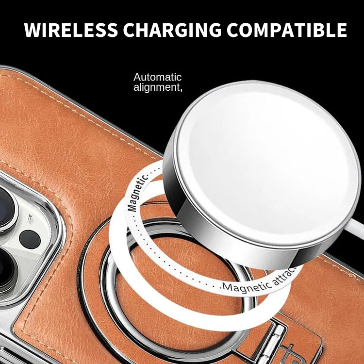 Phone Case Genuine Leather MagSafe & Kickstand Slim Profile
