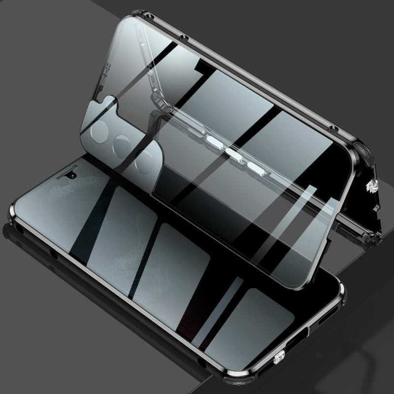 Phone Case Magnetic Metal Frame & Tempered Glass