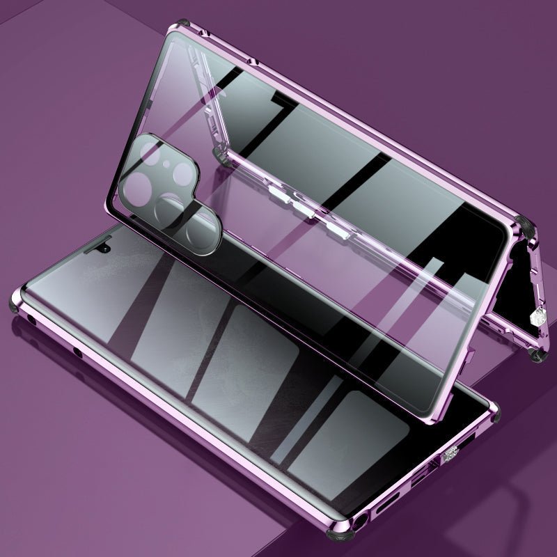 Phone Case Magnetic Metal Frame & Tempered Glass