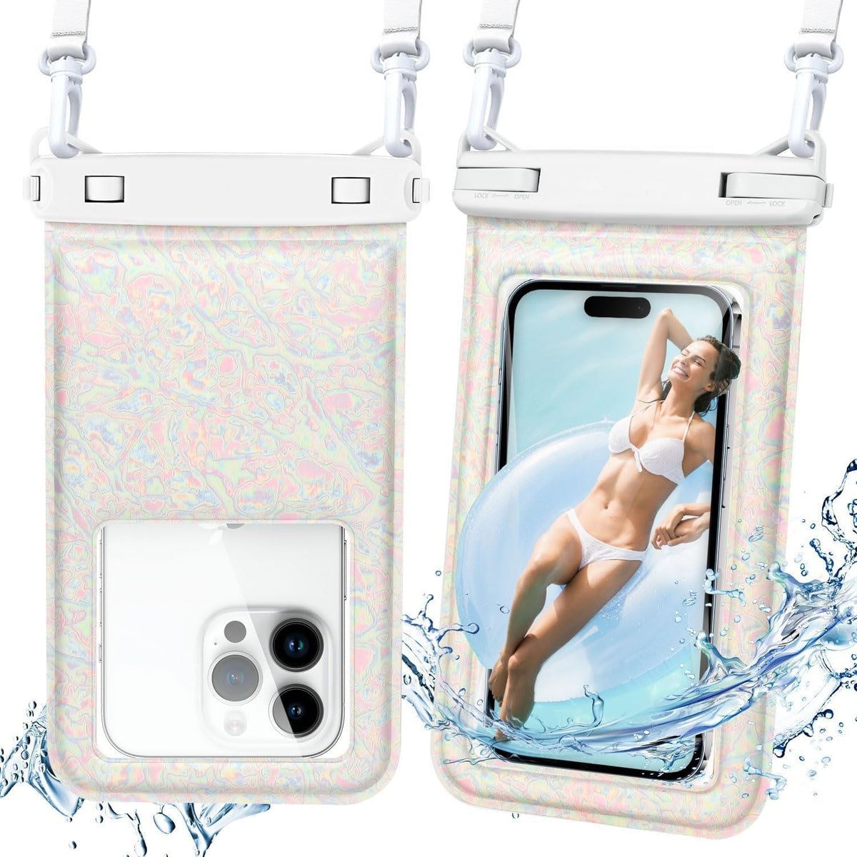 Phone Case Waterproof 98-Foot Touchscreen Adjustable Strap