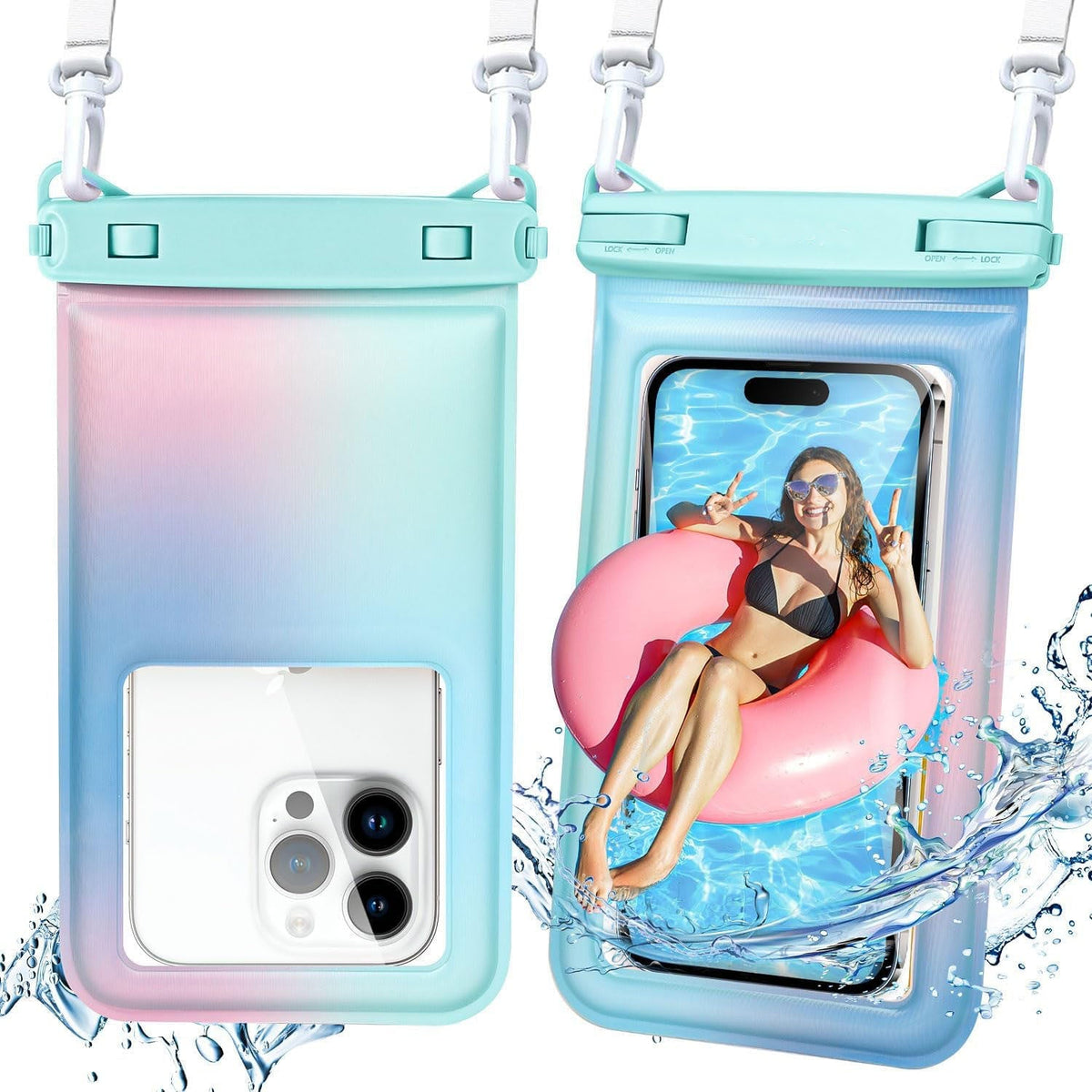 Phone Case Waterproof 98-Foot Touchscreen Adjustable Strap