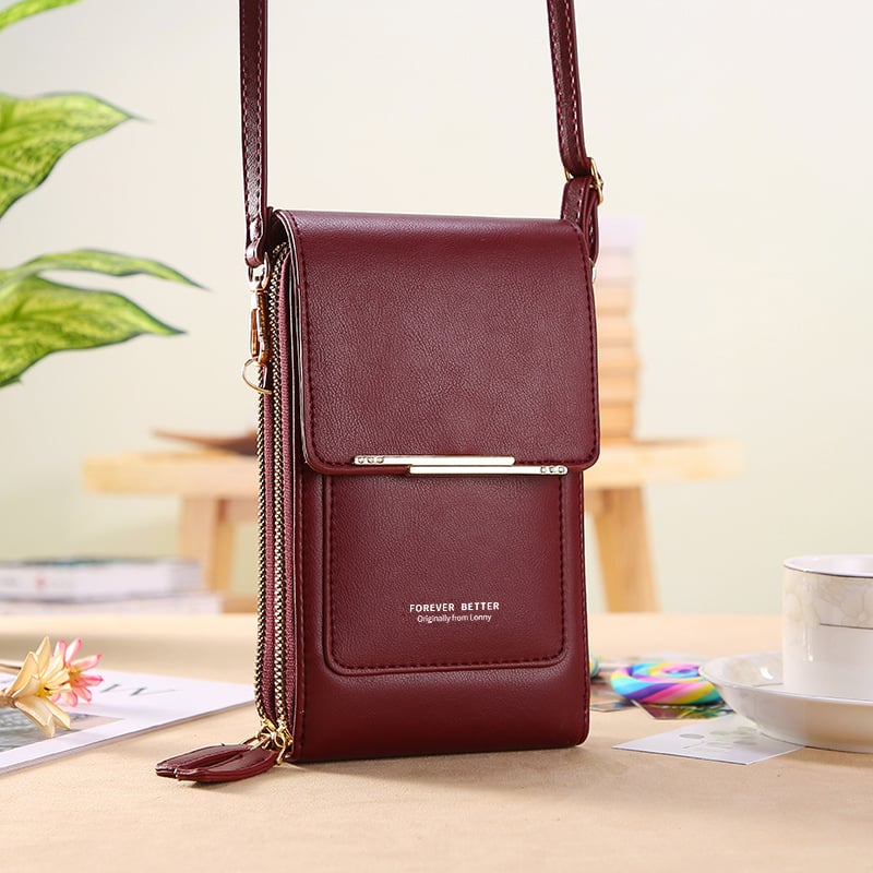 Phone Crossbody Bag Touchscreen Window Waterproof Faux Leather