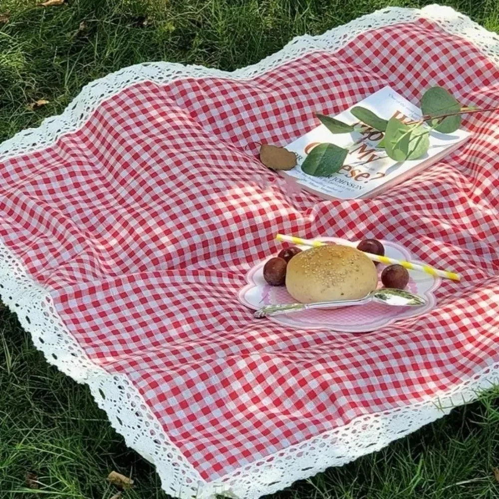 Picnic Blanket Waterproof Thick Padding Checkered Gingham