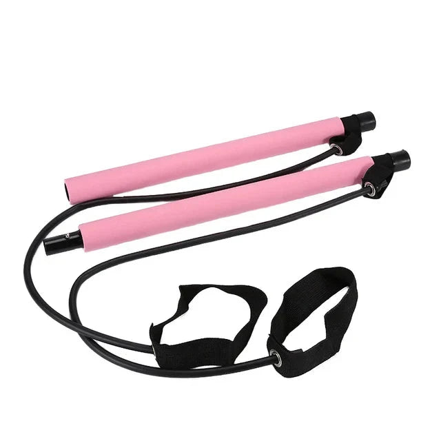 Pilates Bar Integrated Bands Adjustable Tension Travel Friendly