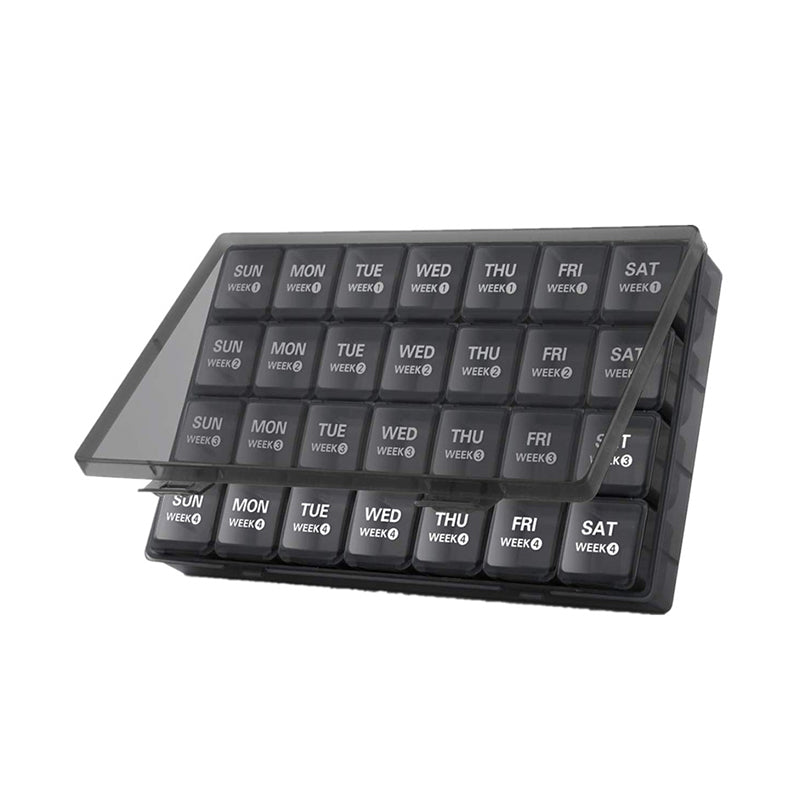 Pill Organizer 28 Compartments Moisture-Resistant Lids
