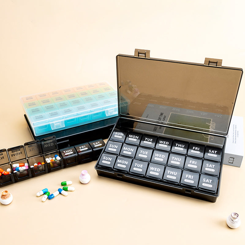 Pill Organizer 28 Compartments Moisture-Resistant Lids