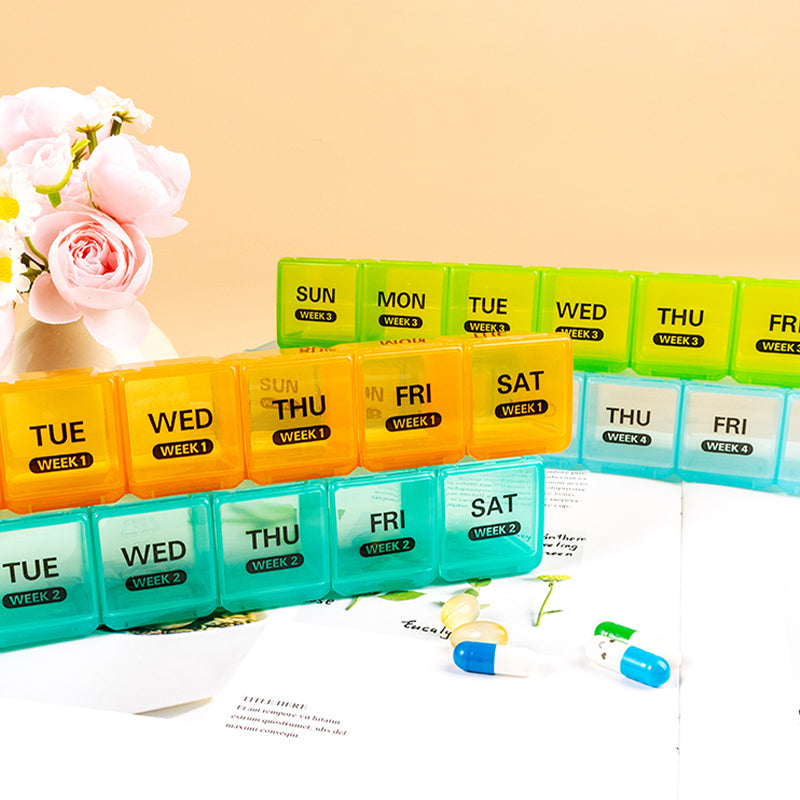 Pill Organizer 28 Compartments Moisture-Resistant Lids