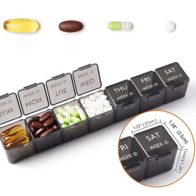 Pill Organizer 28 Compartments Moisture-Resistant Lids