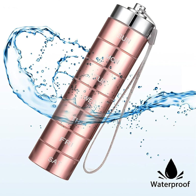 Pill Organizer 7-Day Aluminum Waterproof Twist Lock