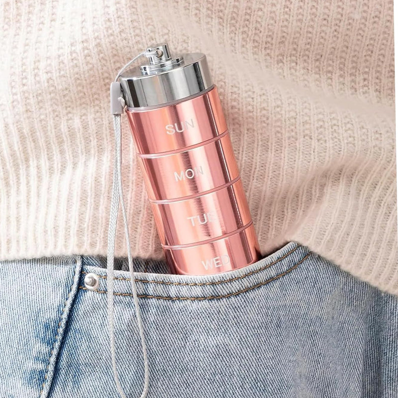Pill Organizer 7-Day Aluminum Waterproof Twist Lock