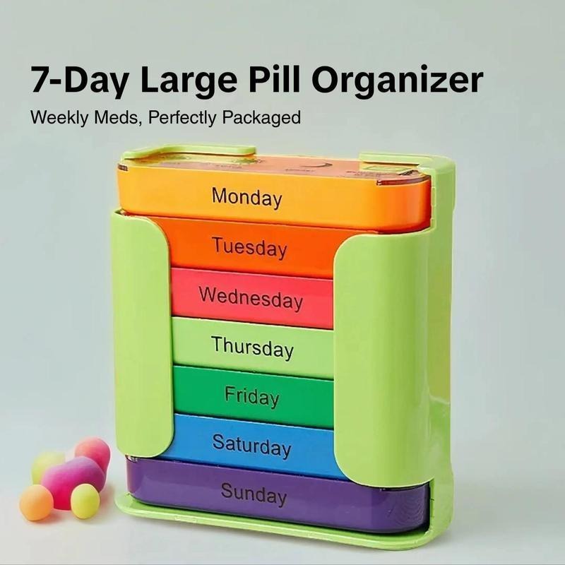 Pill Organizer 7-Day Color-Coded Day Labels