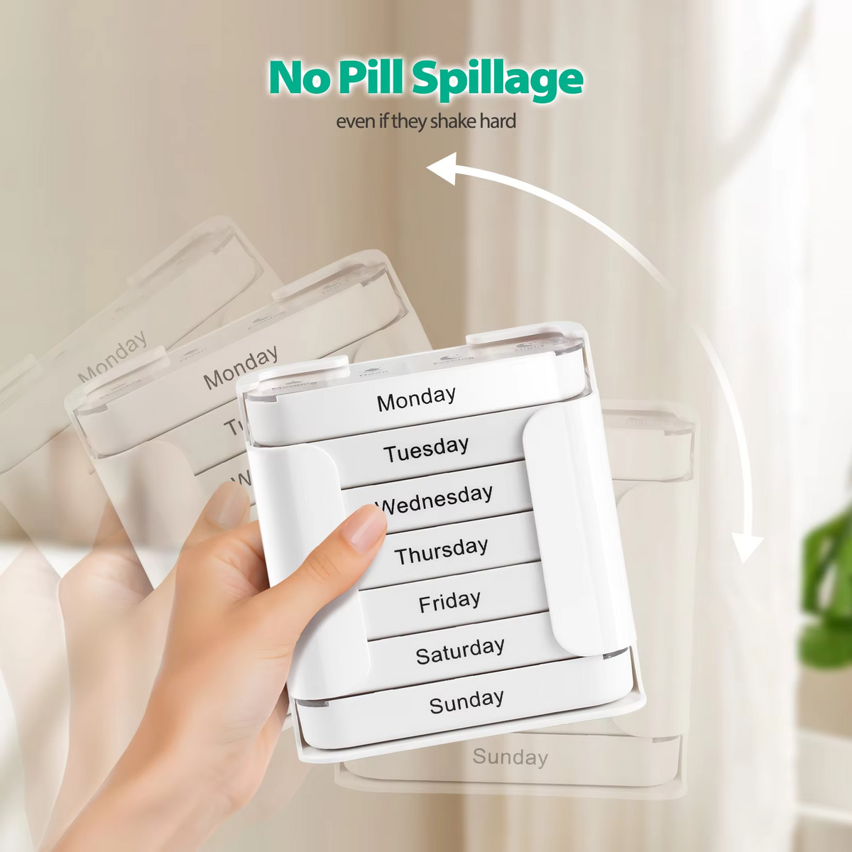 Pill Organizer 7-Day Color-Coded Day Labels