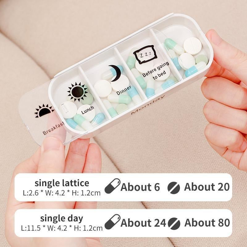 Pill Organizer 7-Day Color-Coded Day Labels