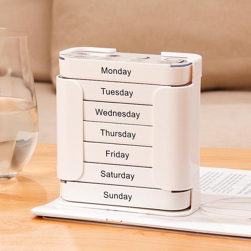 Pill Organizer 7-Day Color-Coded & Weekday Labels