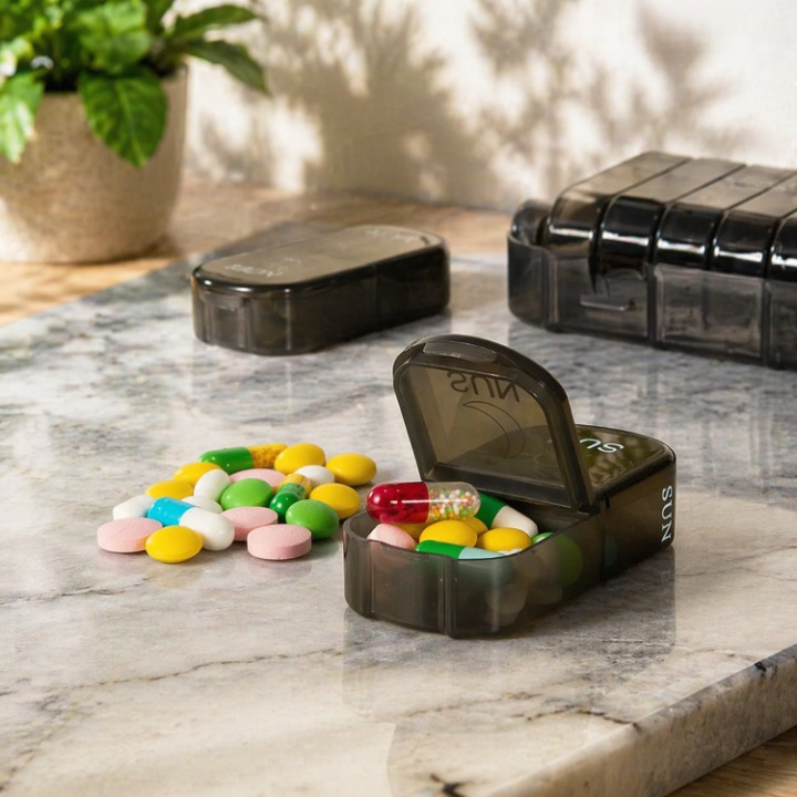 Pill Organizer Full-Open Lid AM/PM Compartments BPA-Free