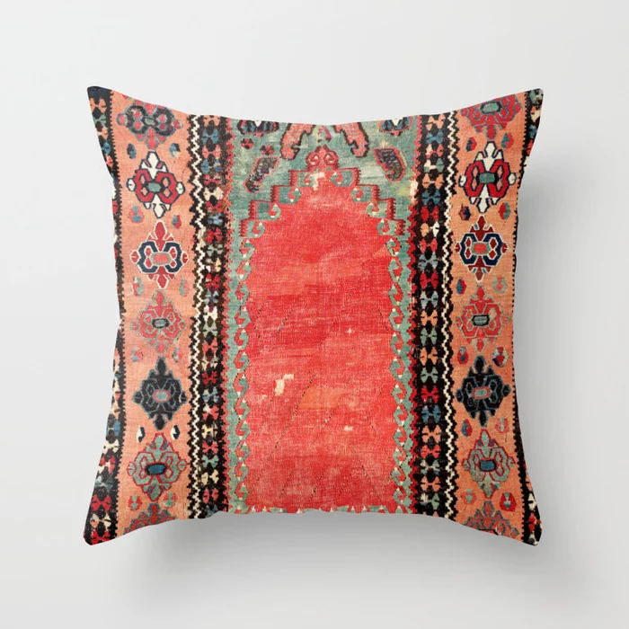 Pillow Cover Oriental Print Plush Hidden Zipper