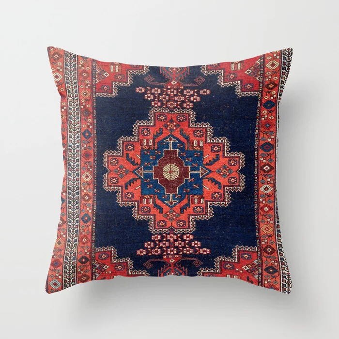 Pillow Cover Oriental Print Plush Hidden Zipper
