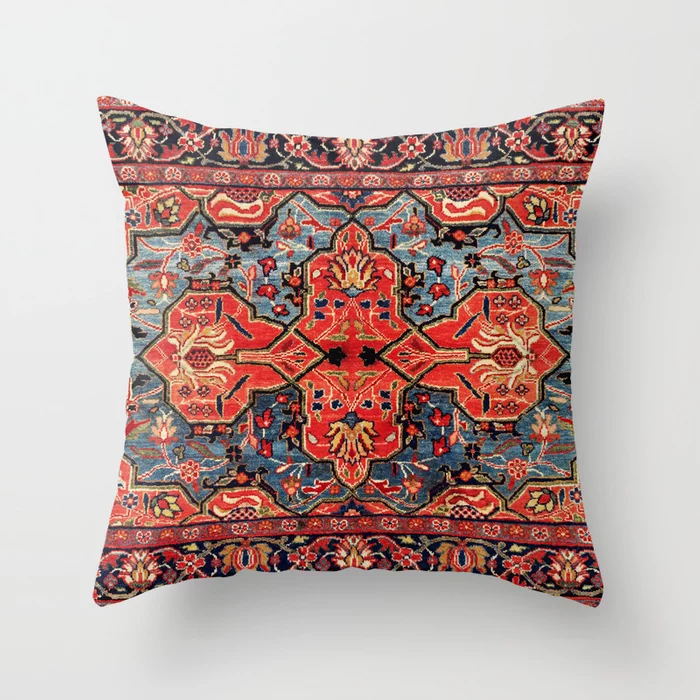Pillow Cover Oriental Print Plush Hidden Zipper