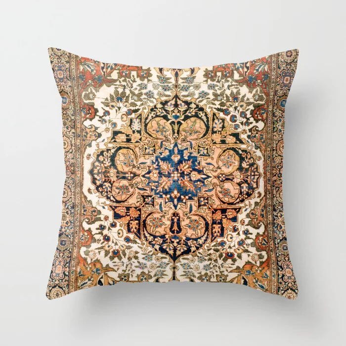 Pillow Cover Oriental Print Plush Hidden Zipper