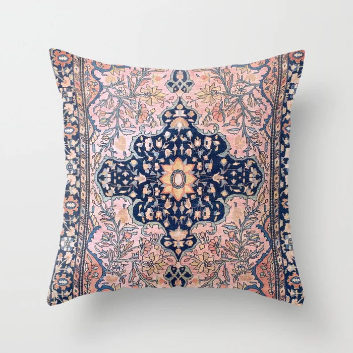 Pillow Cover Oriental Print Plush Hidden Zipper