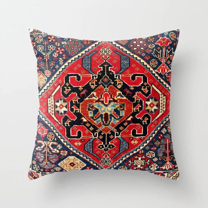 Pillow Cover Oriental Print Plush Hidden Zipper