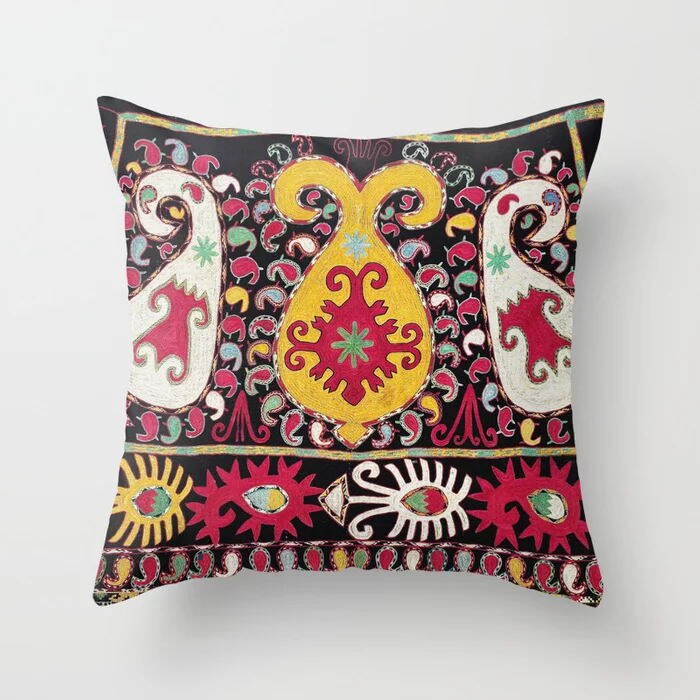 Pillow Cover Oriental Print Plush Hidden Zipper