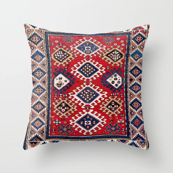 Pillow Cover Oriental Print Plush Hidden Zipper