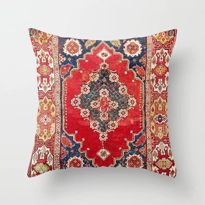 Pillow Cover Oriental Print Plush Hidden Zipper