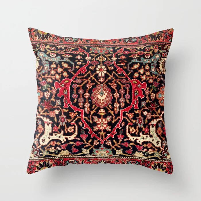 Pillow Cover Oriental Print Plush Hidden Zipper