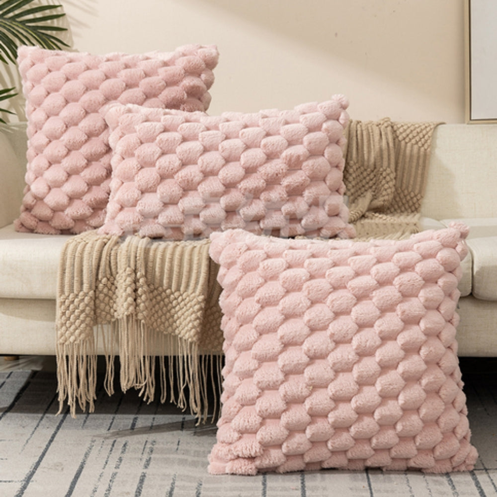 Pillow Cover Plush Velvet 3D Embossed Invisible Zipper