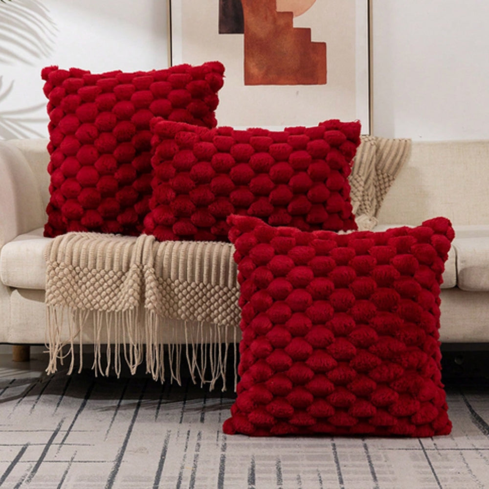 Pillow Cover Plush Velvet 3D Embossed Invisible Zipper