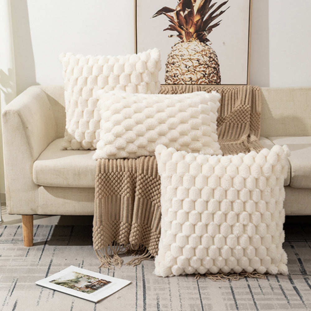 Pillow Cover Plush Velvet 3D Embossed Invisible Zipper