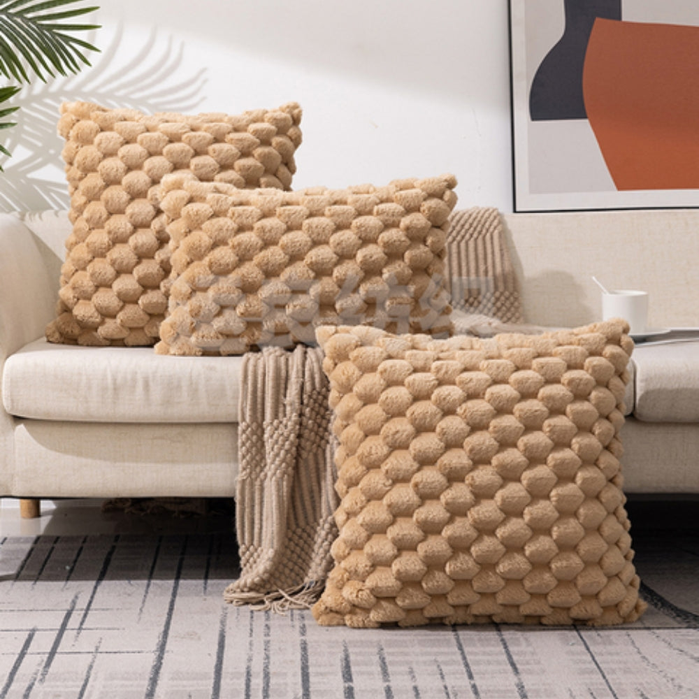 Pillow Cover Plush Velvet 3D Embossed Invisible Zipper