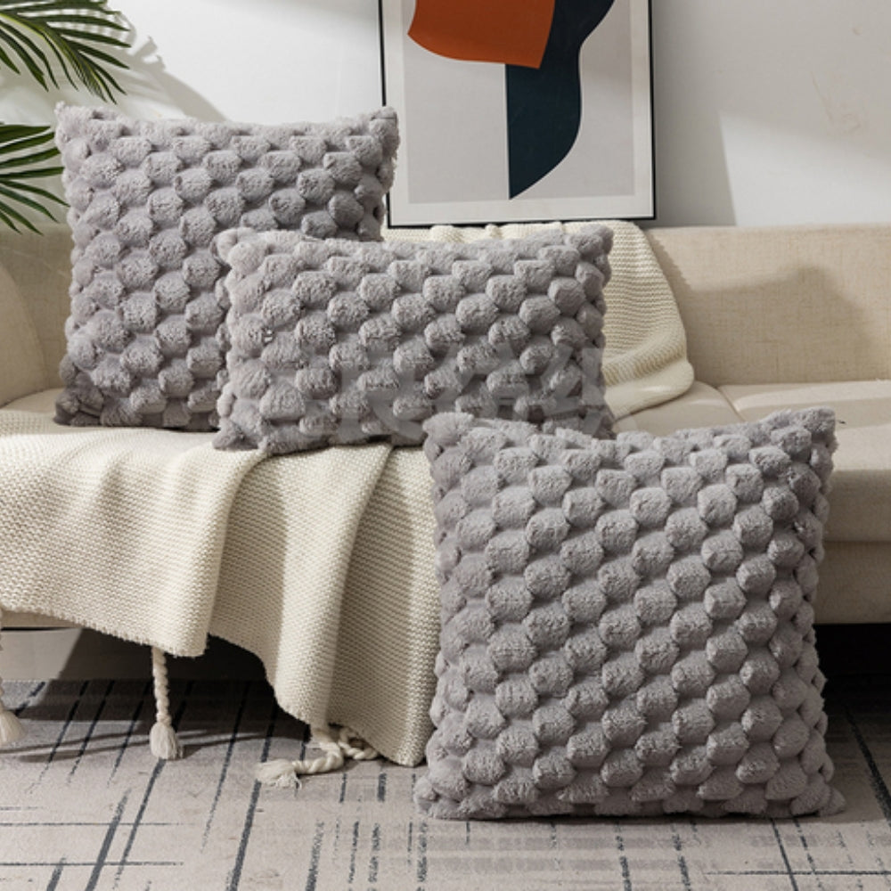 Pillow Cover Plush Velvet 3D Embossed Invisible Zipper