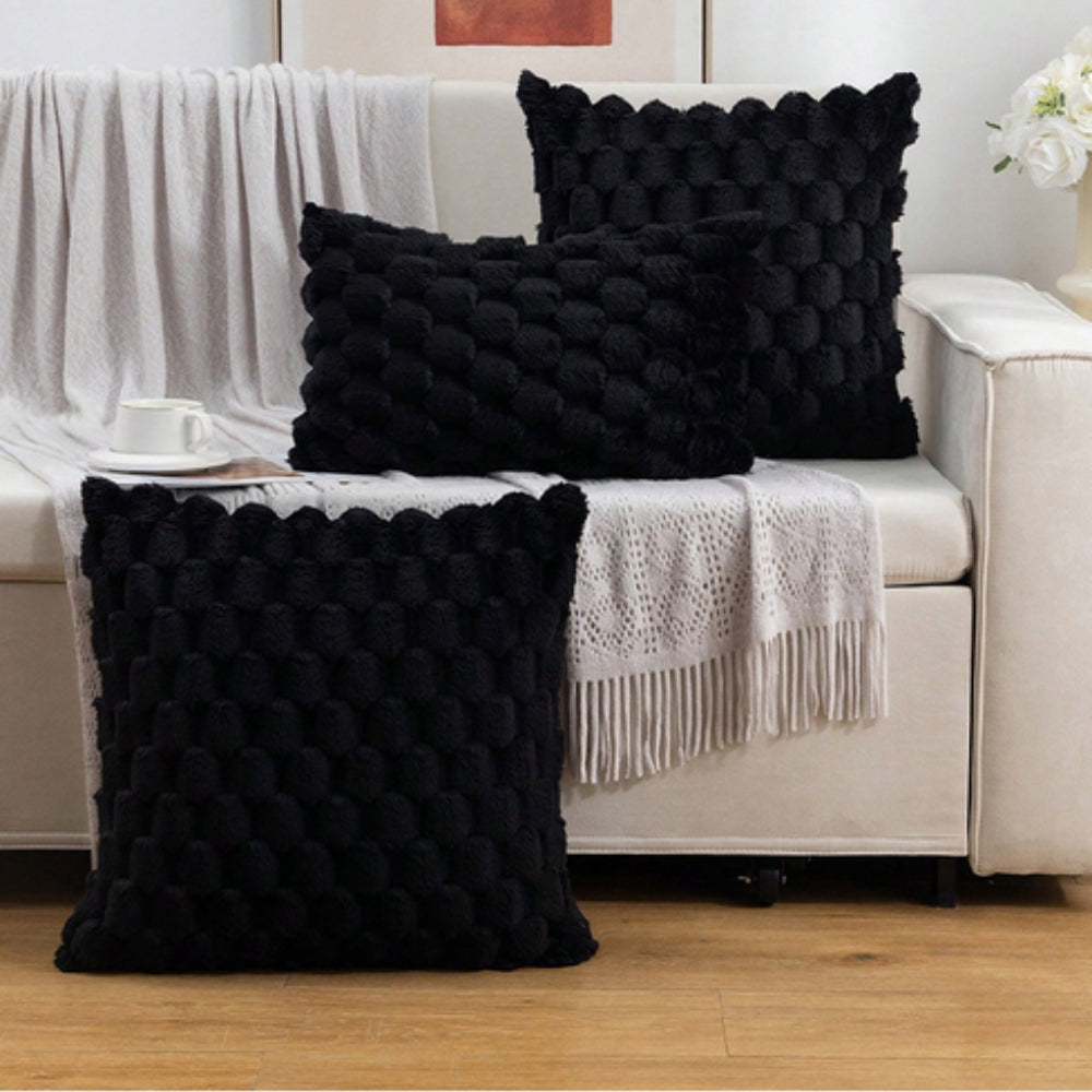 Pillow Cover Plush Velvet 3D Embossed Invisible Zipper