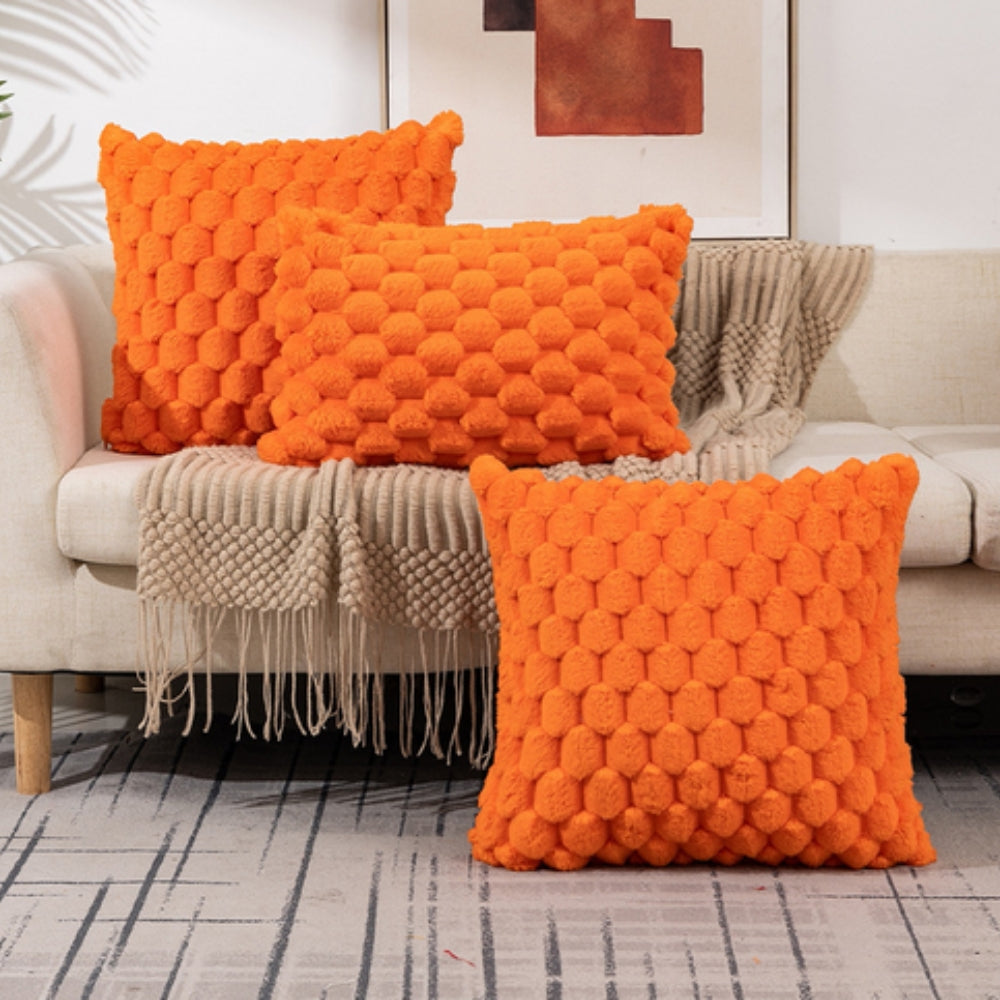 Pillow Cover Plush Velvet 3D Embossed Invisible Zipper