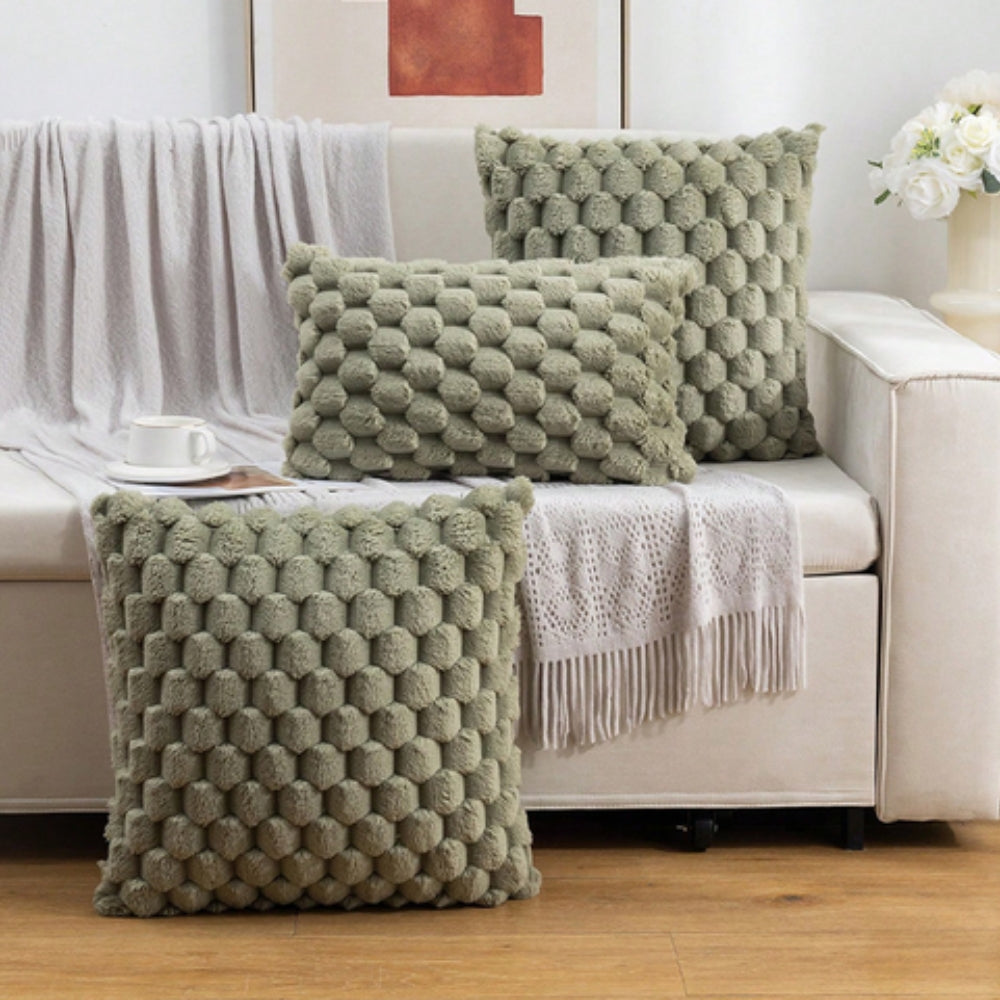 Pillow Cover Plush Velvet 3D Embossed Invisible Zipper