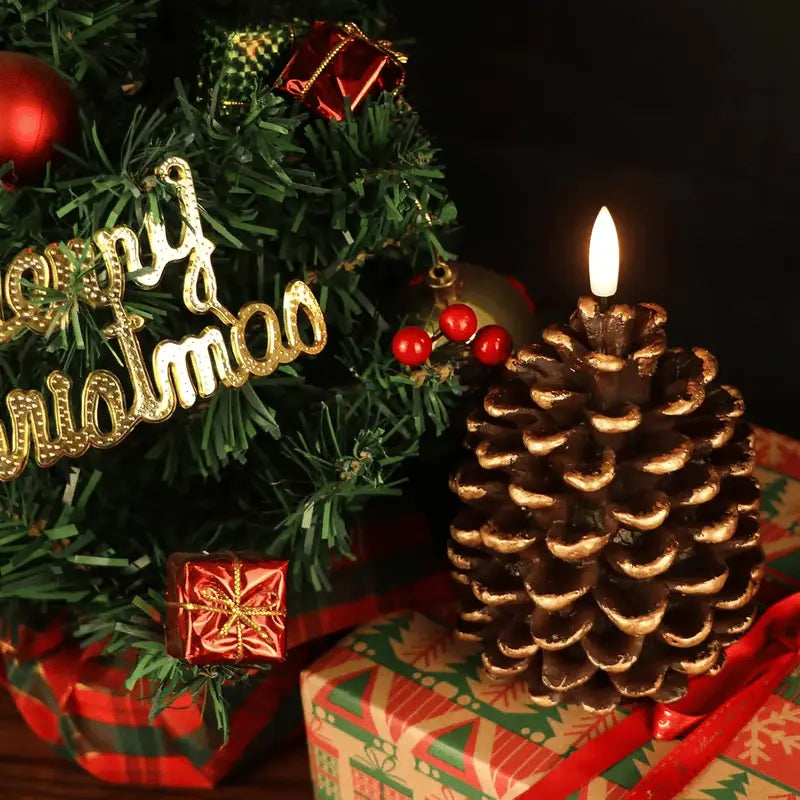 Pinecone Candle Flameless Flickering LED 800 Hours