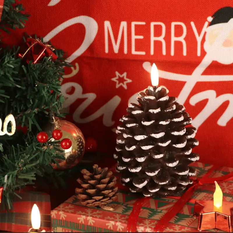 Pinecone Candle Flameless Flickering LED 800 Hours