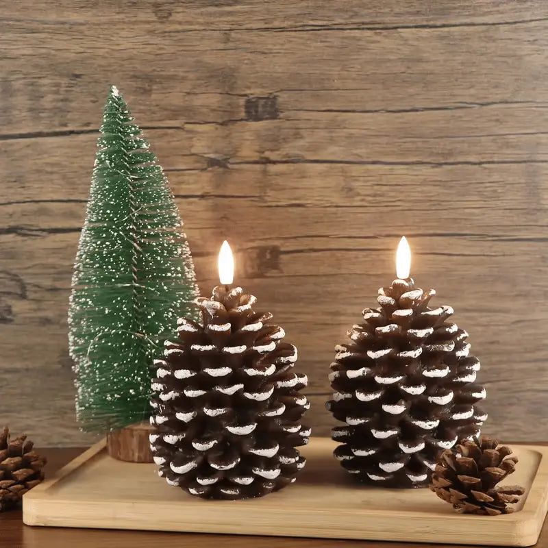 Pinecone Candle Flameless Flickering LED 800 Hours