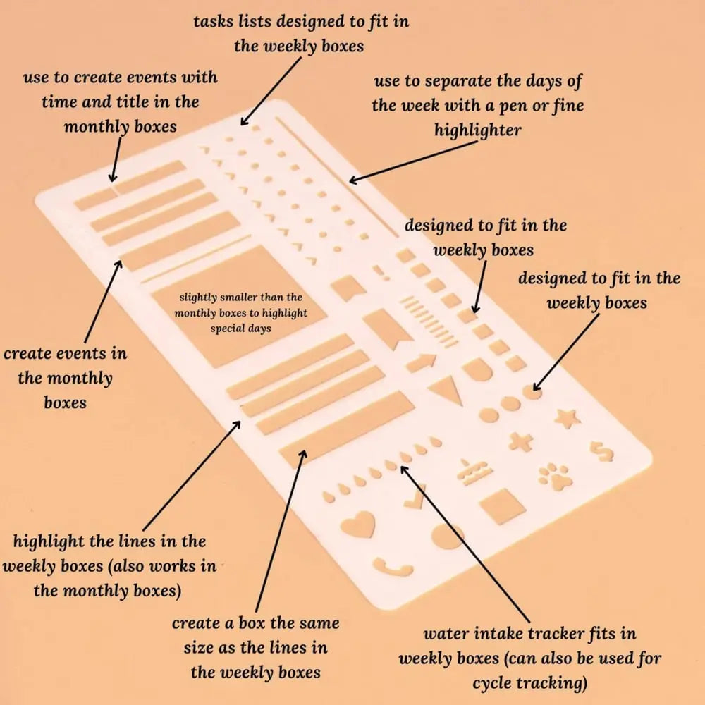 Planner Stencil Set Clear Mylar Set of 3