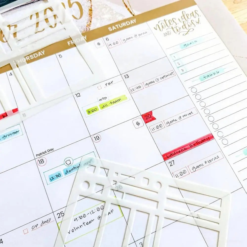 Planner Stencil Set Clear Mylar Set of 3