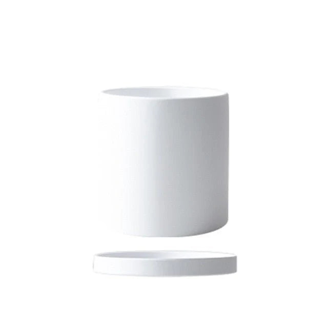 Plant Pot Matte Glazed Ceramic Matching Saucer & Drainage