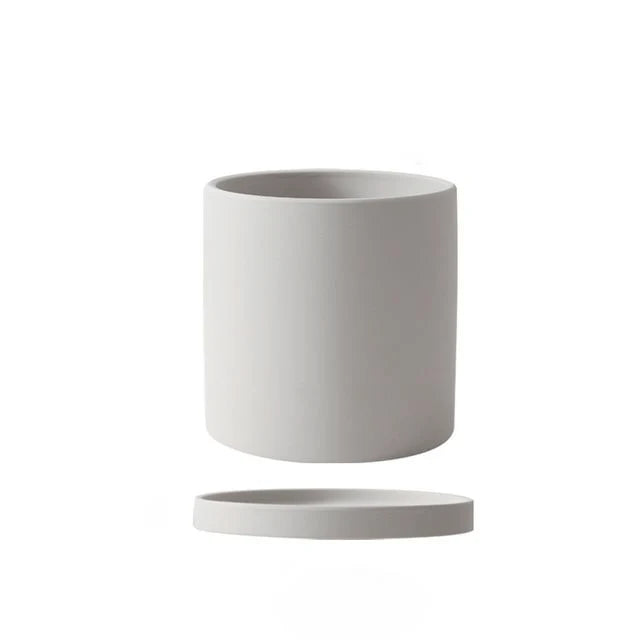 Plant Pot Matte Glazed Ceramic Matching Saucer & Drainage