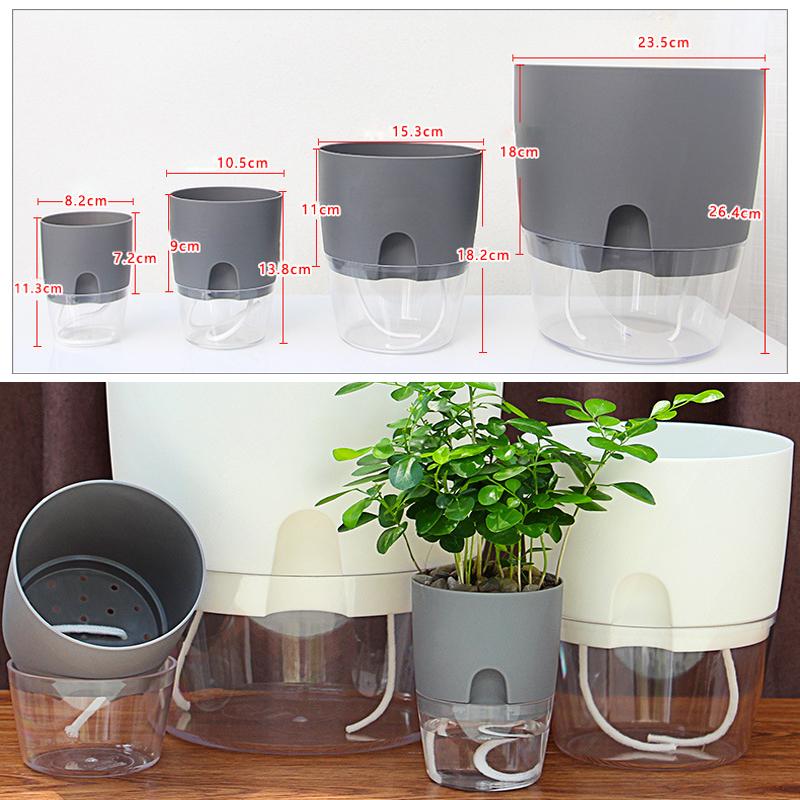 Plant Pot Self-Watering Cotton Wick & Transparent Reservoir