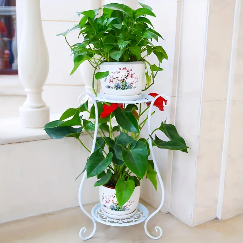 Plant Stand Two-Tier Iron Indoor & Outdoor